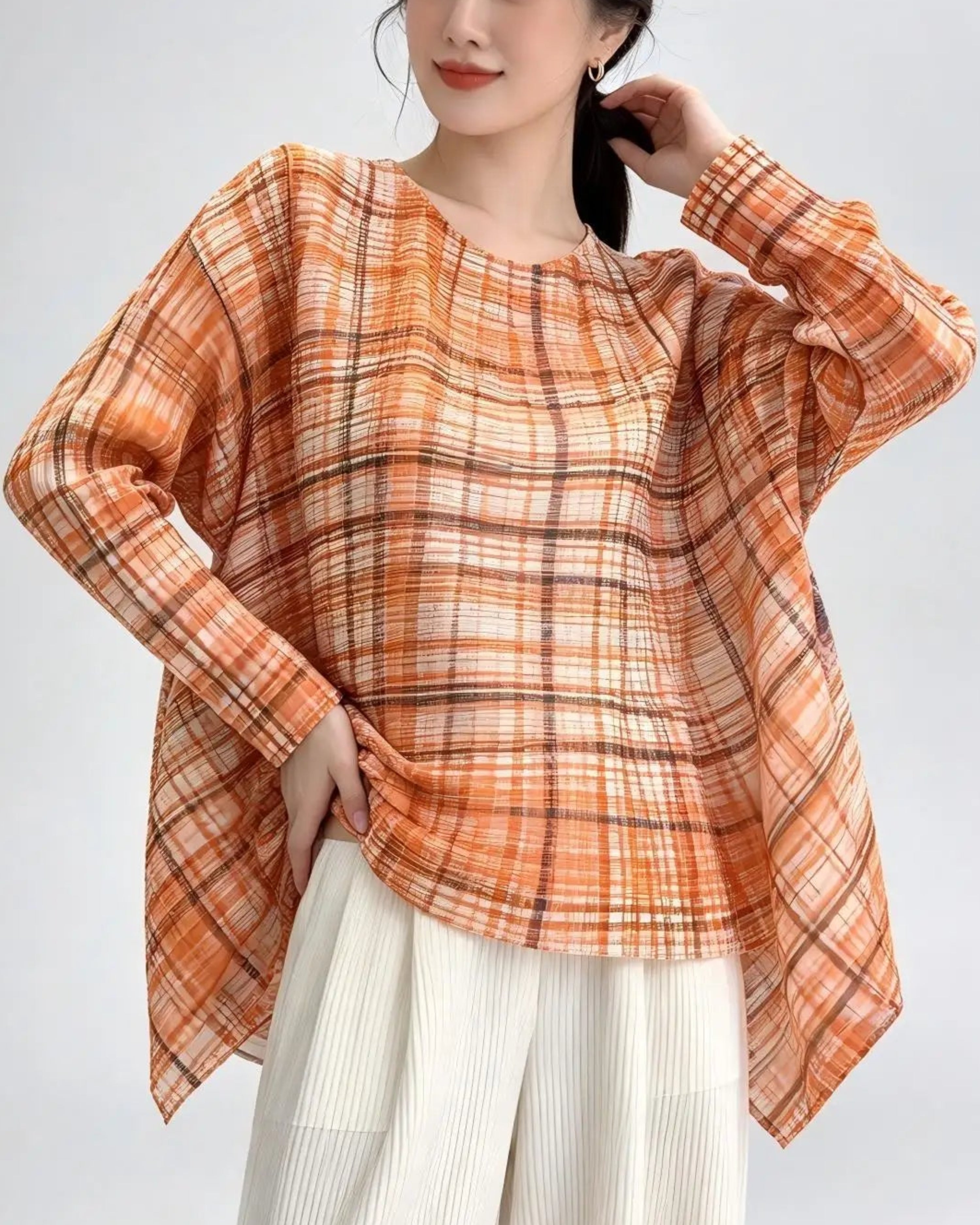 Plissé Asymmetrical Blouse Top