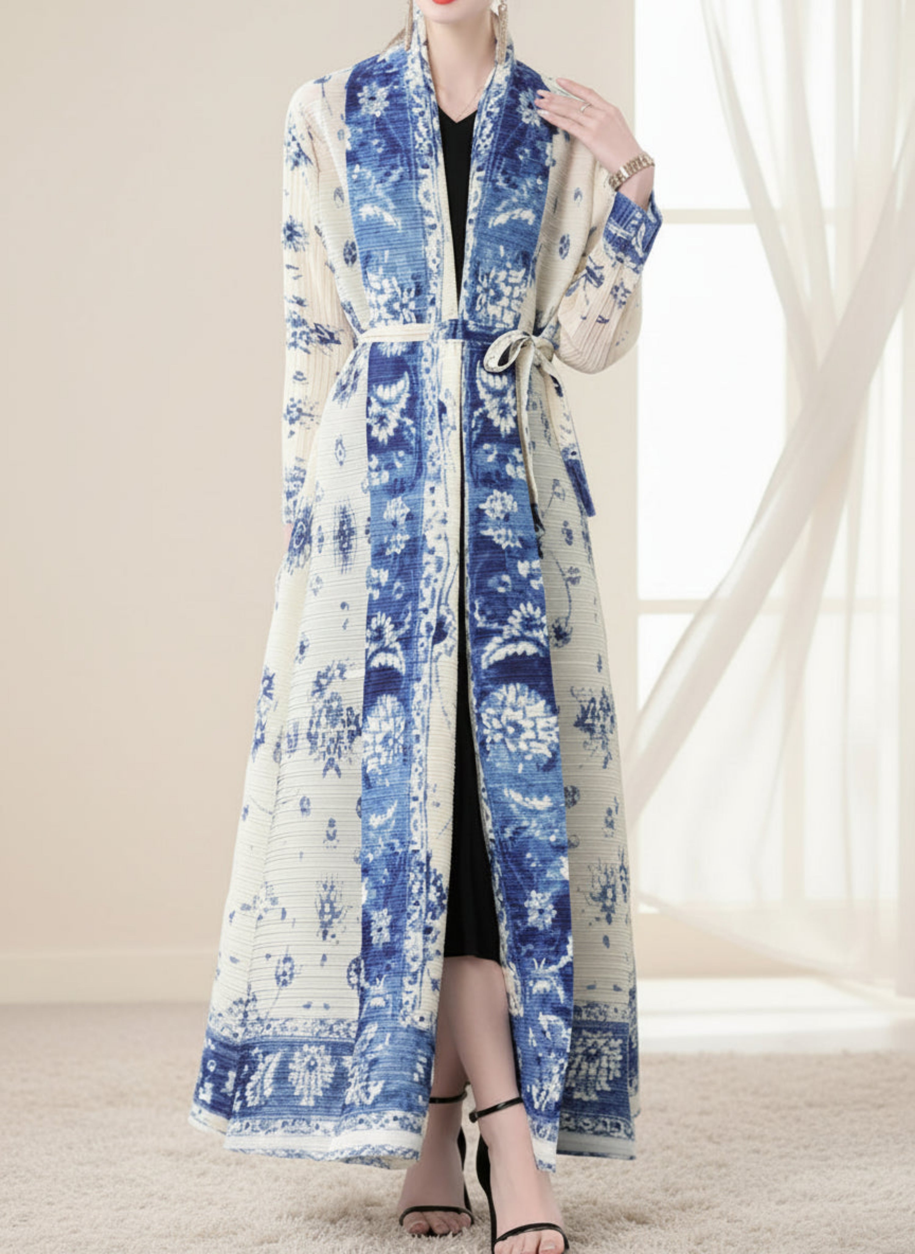 Plissé Pleat Women's Pleated Japanese Full-Length Coat