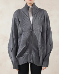 Plissé Pleat Women's Pleated Japanese Geometric Zip-Up Jacket