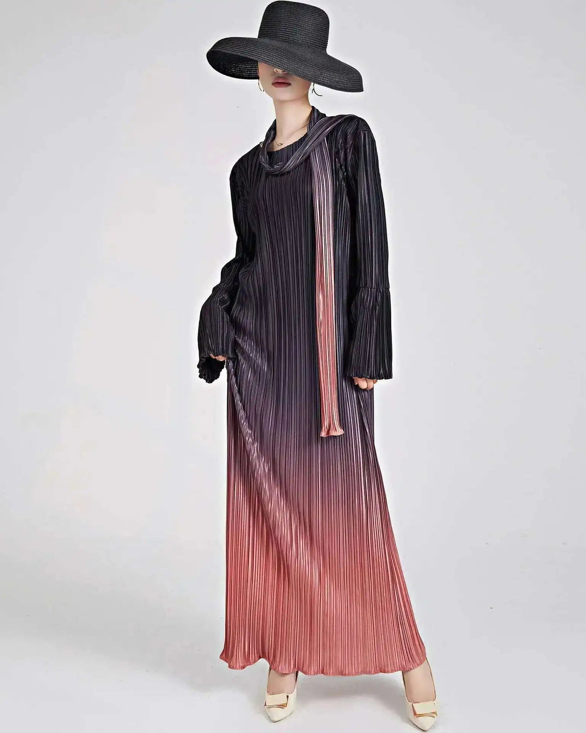 Plissé Pleat Women's Pleated Japanese Gradient Maxi Dress