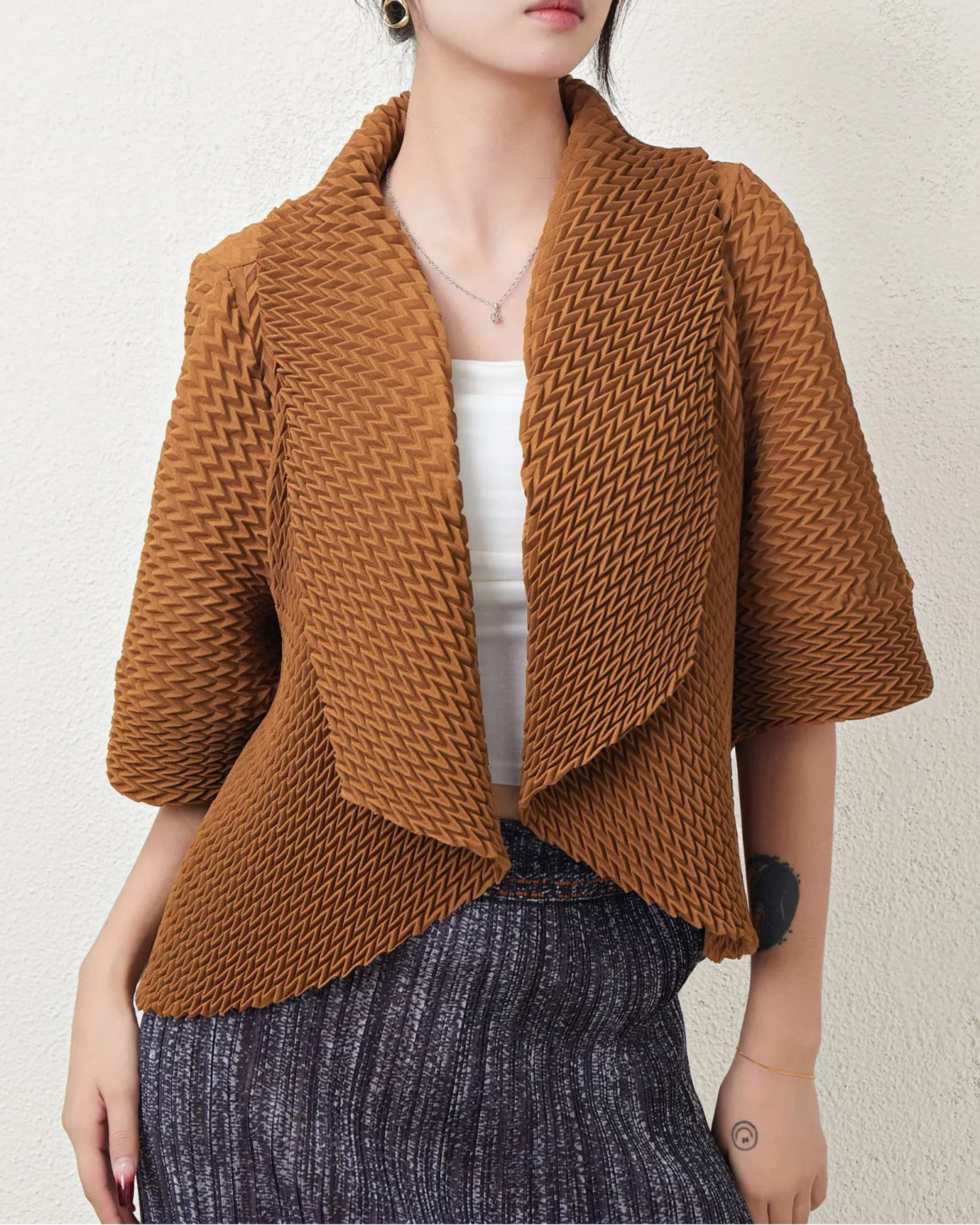 Plissé Pleated Open Jacket