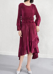 Plissé Pleated Pleats Midi – Travel Formal Tiered Cuff Dress