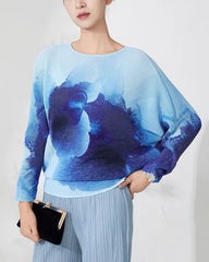 Plissé Pleated Pleats Top – Tapered Cuff Batwing Design