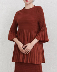 Plissé Pleated Pleats Tunic Top Tiered Luxury Pleats