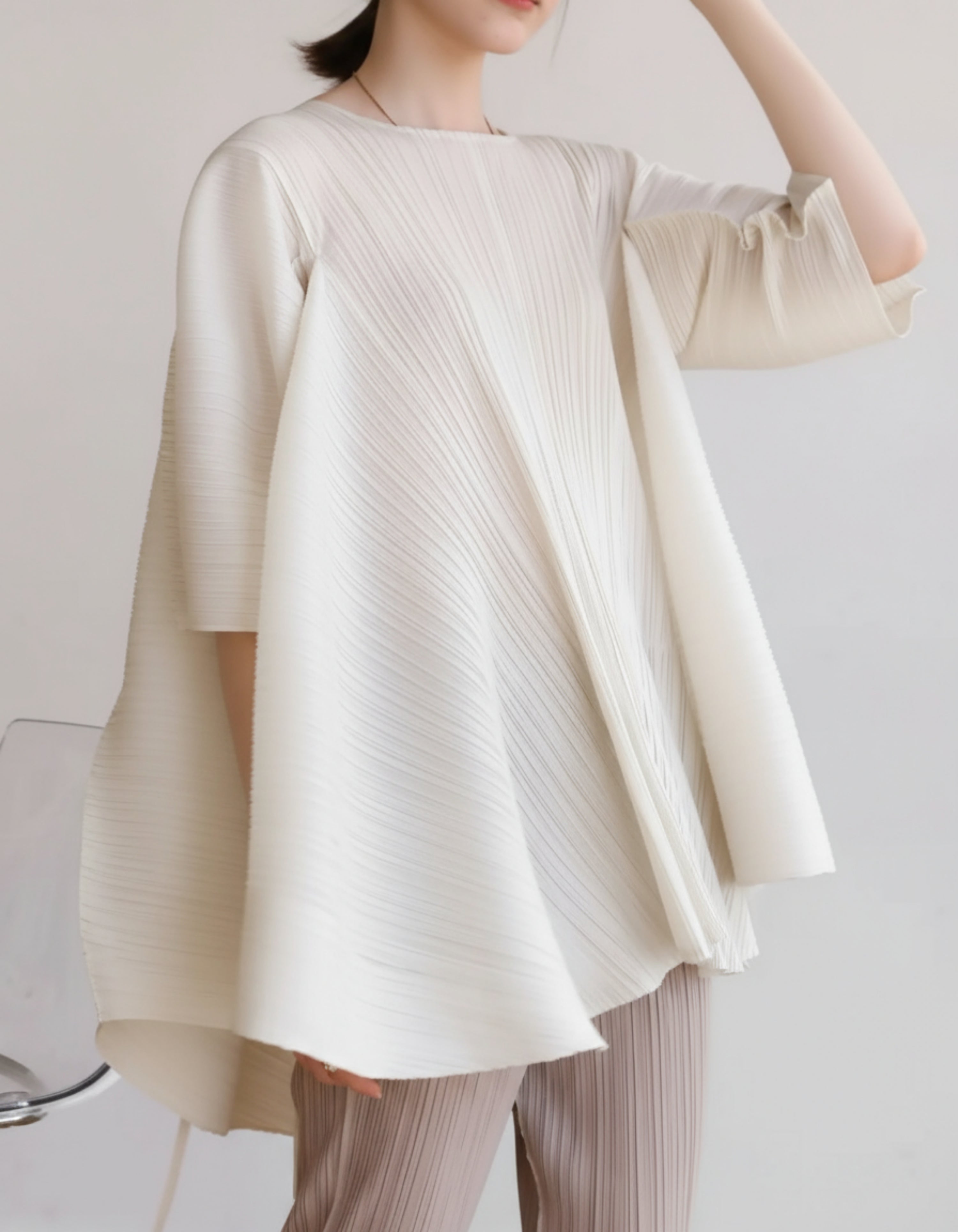 Plissé Pleats Pleated Tunic Top – Japanese Designer Luxury