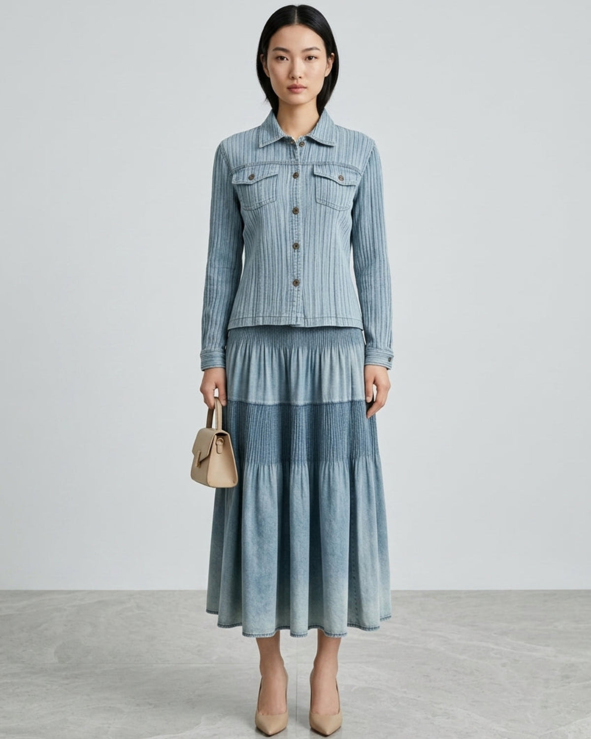 Plissé Casual Travel Skirt Set