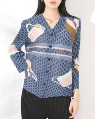 Luxury Plissé Patterned Blouse