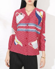 Luxury Plissé Patterned Blouse