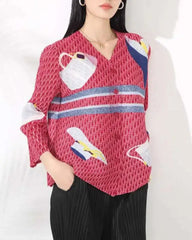 Luxury Plissé Patterned Blouse