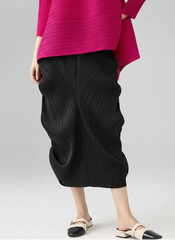 Luxury Plissé Sculptural Draped Skirt