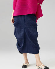 Luxury Plissé Sculptural Draped Skirt