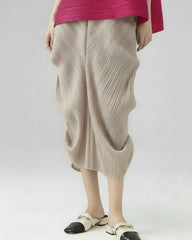 Luxury Plissé Sculptural Draped Skirt