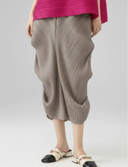 Luxury Plissé Sculptural Draped Skirt