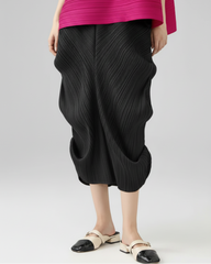 Luxury Plissé Sculptural Draped Skirt