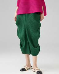 Luxury Plissé Sculptural Draped Skirt