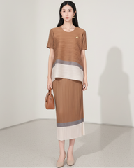 Plisse Pleated Tunic Skirt Set