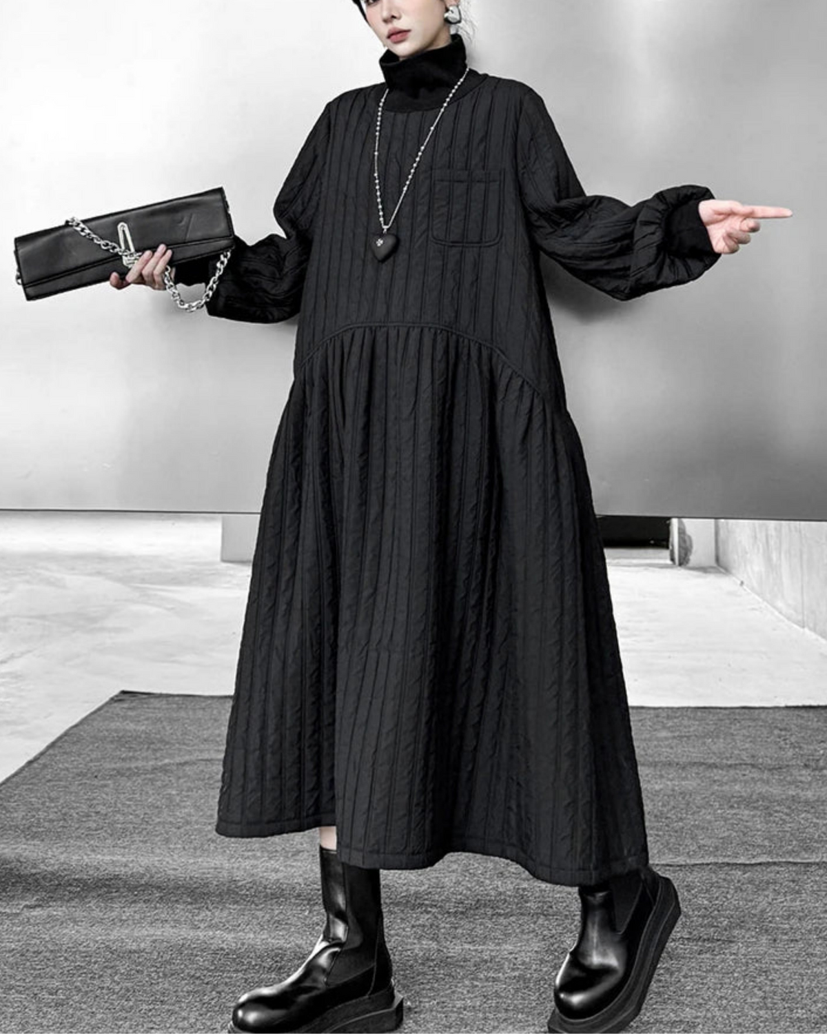 Premium Cotton Quilted Midi Dress | Luxury Travel, Work, Daily