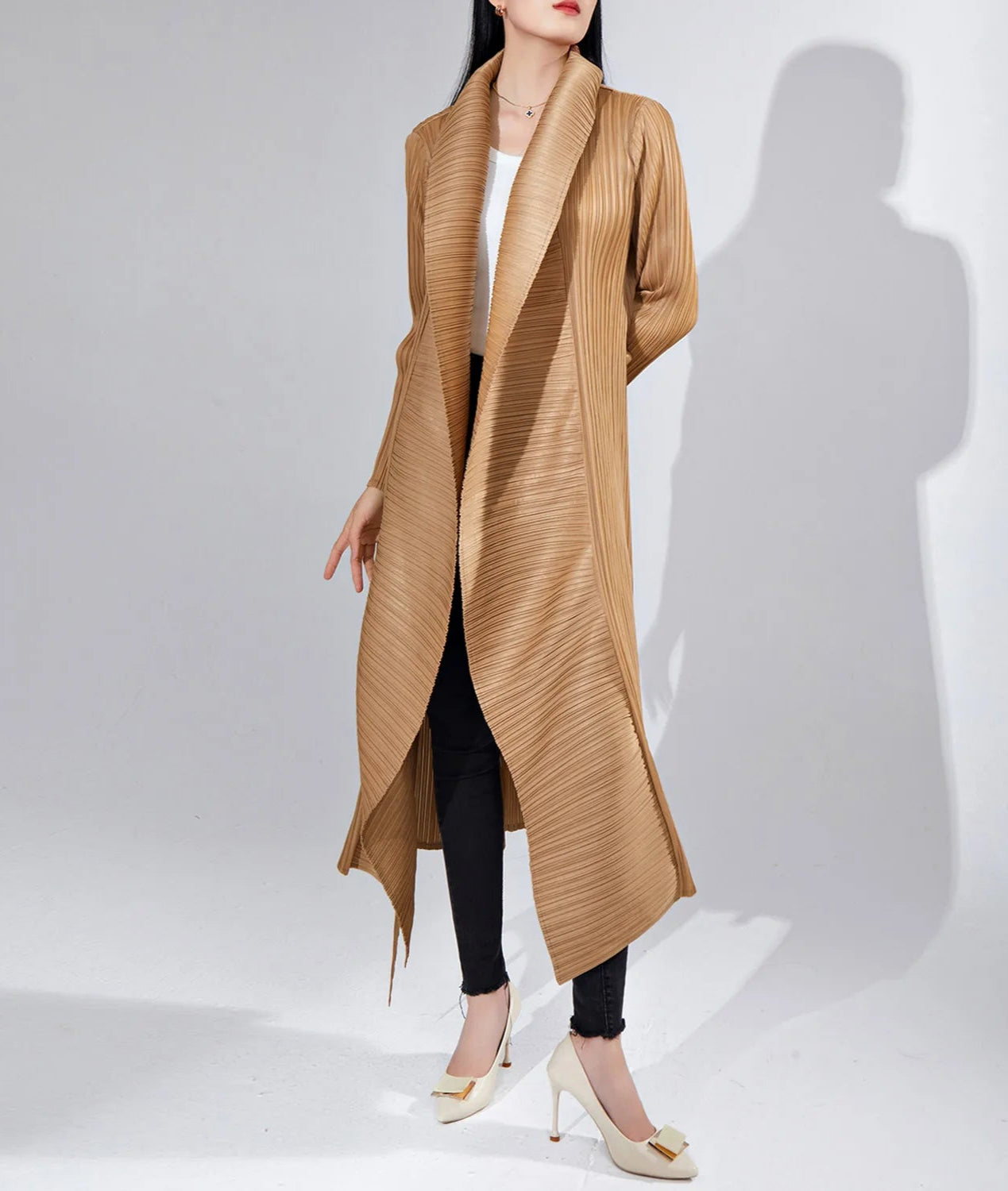 Premium Plissé Duster Coat Evening Wear Formal Event