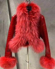Custom Fox Fur Leather Crop Jacket