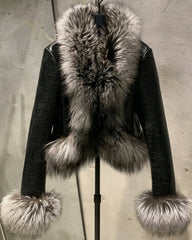 Custom Fox Fur Leather Crop Jacket