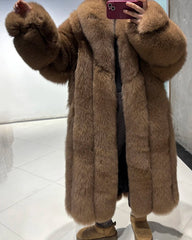 Luxury Full-Length Fox Fur Coat