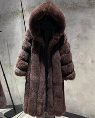 Custom Hooded Fox Fur Coat
