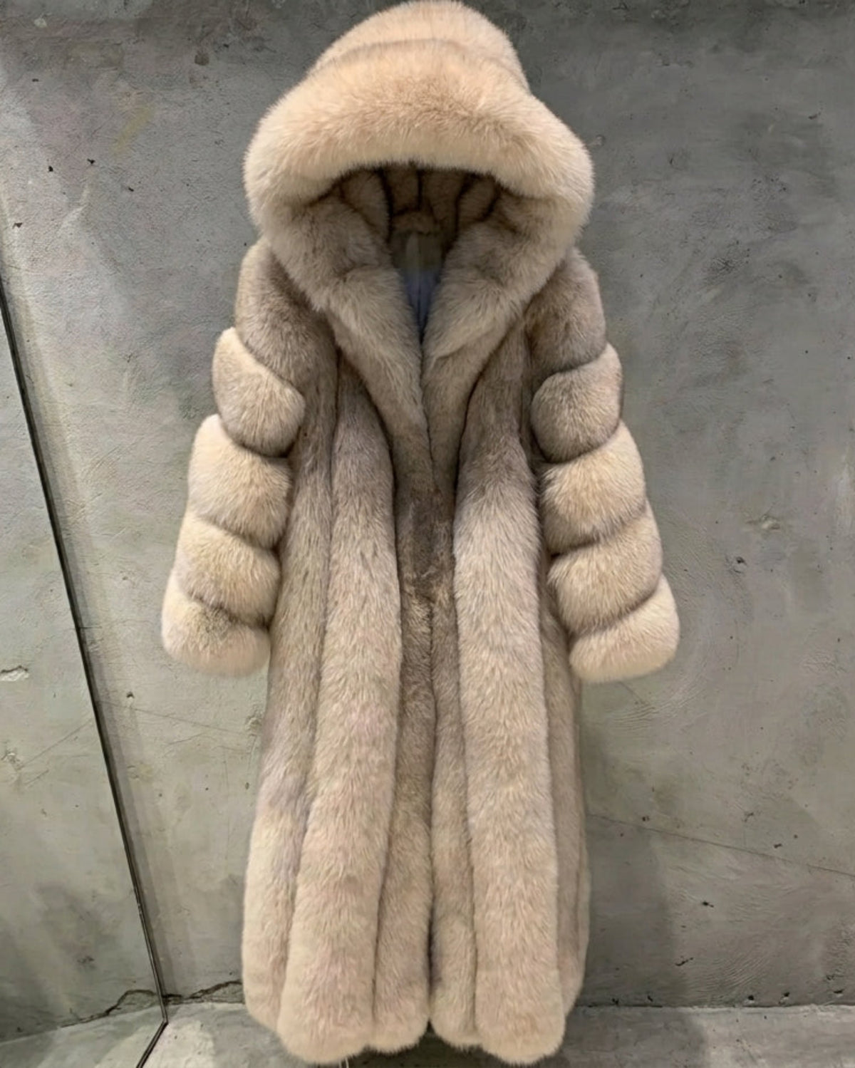 Genuine Fox Fur Coat With Hood