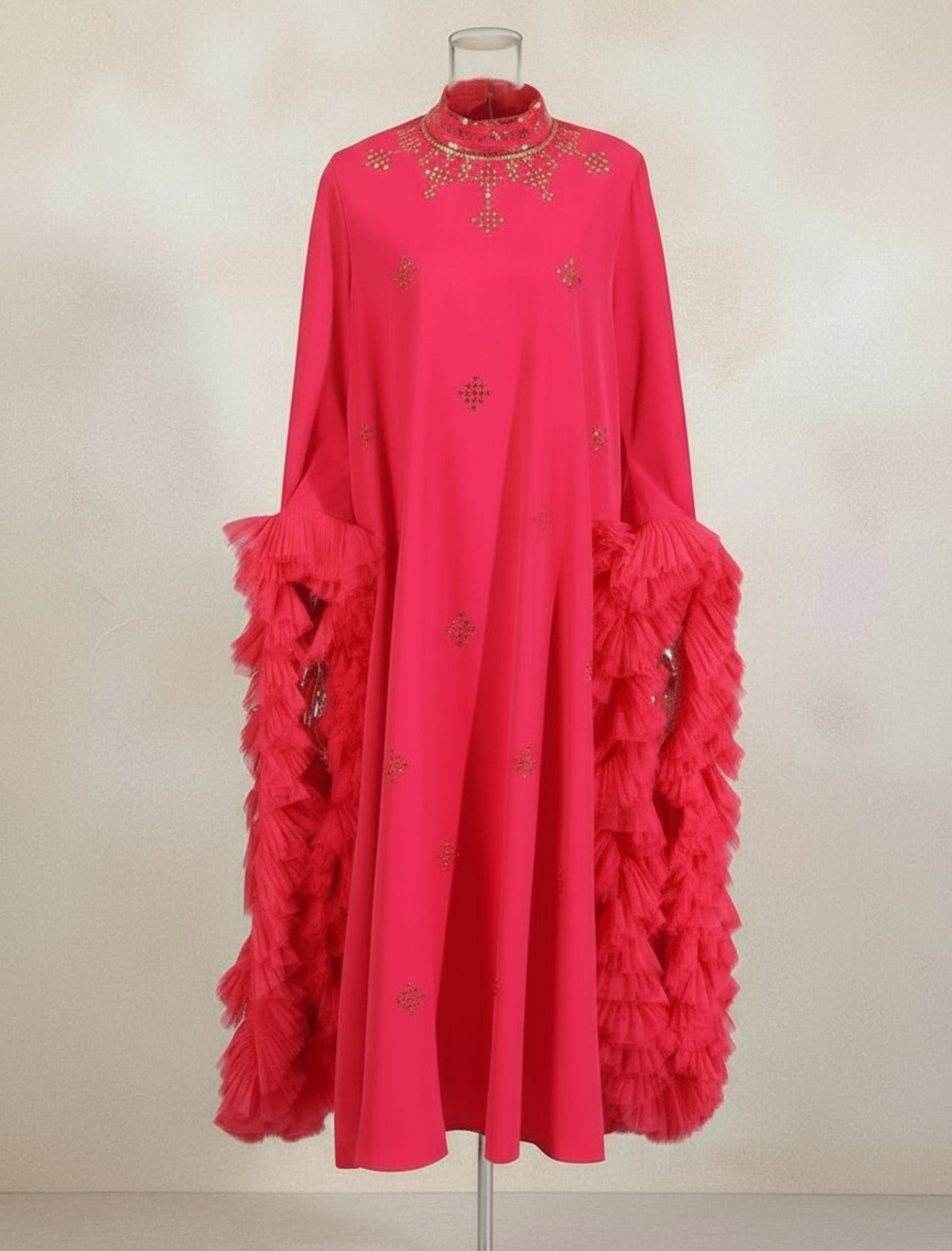 Ruffle Sequin & Bead Midi Dress – Luxury Evening