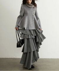 Luxury Woolen Peplum Jacket