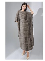 Truly Pleated Batwing Sleeve Couture Dress