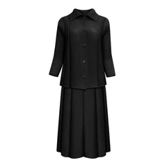 Pleated Set Top & Pull-On Skirt