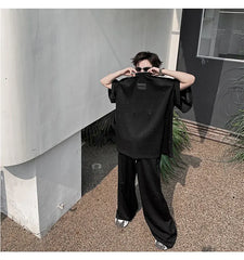 Men's Oversized Sequin Shirt and Wide-Leg Pants Set