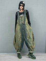 Deconstructed Bleached Denim Wide-Leg Jumpsuit