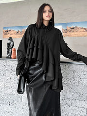 Luxury Asymmetric Ruffle Blouse