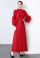 Luxury Pleats Floral Formal Dress