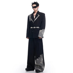 Men's Designer Black Oversized 2-Piece Suit