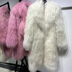 Unisex Oversized Mongolian Curly Lamb Fur Coat