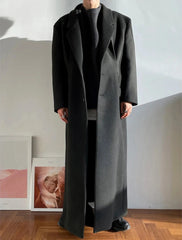 Men's Luxury Floor Length Long Wool Trench Coat