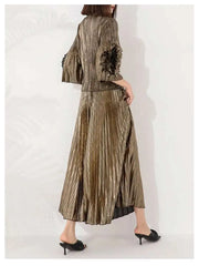 Luxury Formal Plisse Palazzo Pant Set