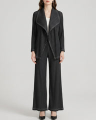 Petite Plissé Two-Piece Pant Set