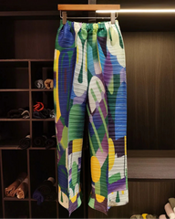 Multicolor Palazzo Pleated Pants