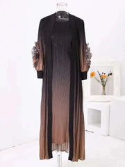 Truly Pleated Sleeveless Dress & Coat