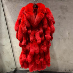 Fox Fur Tail Full-Length Coat