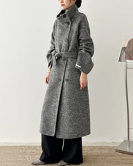 Luxury Wool-Blend Tie Belt Overcoat