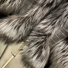 Silver Fox Fur Leather Coat