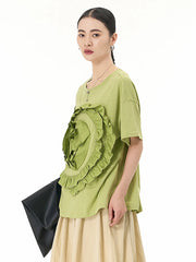 Luxe Ruffle Floral Appliqué Tee