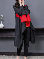 Couture Plissé Pleated Oversized Collar Coat