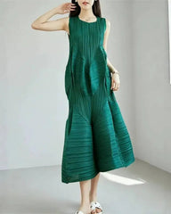 Geometric Pleated Midi Dress