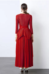 Elegant Plisse Blouse & Skirt Set
