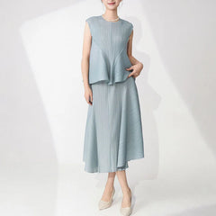 Pleated Sleeveless Top & Skirt Set